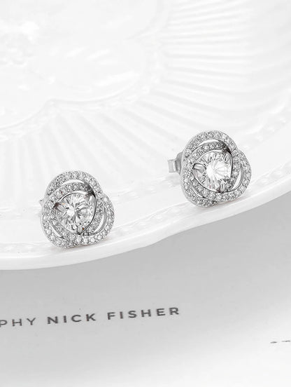 92.5 Sterling Silver 2 in 1 halo stud earrings
