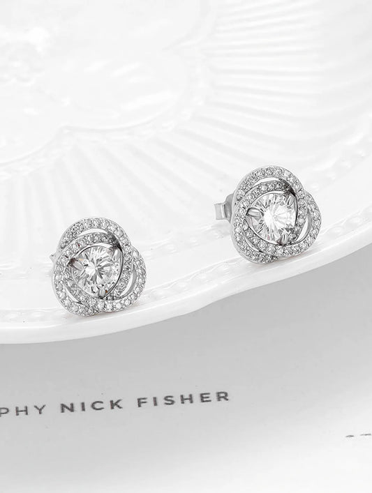 92.5 Sterling Silver 2 in 1 halo stud earrings