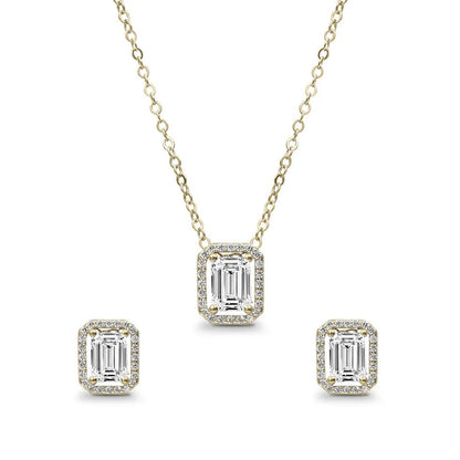 92.5 Sterling Silver Emerald cut Pendant Set