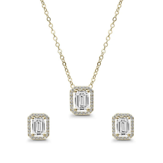 92.5 Sterling Silver Emerald cut Pendant Set