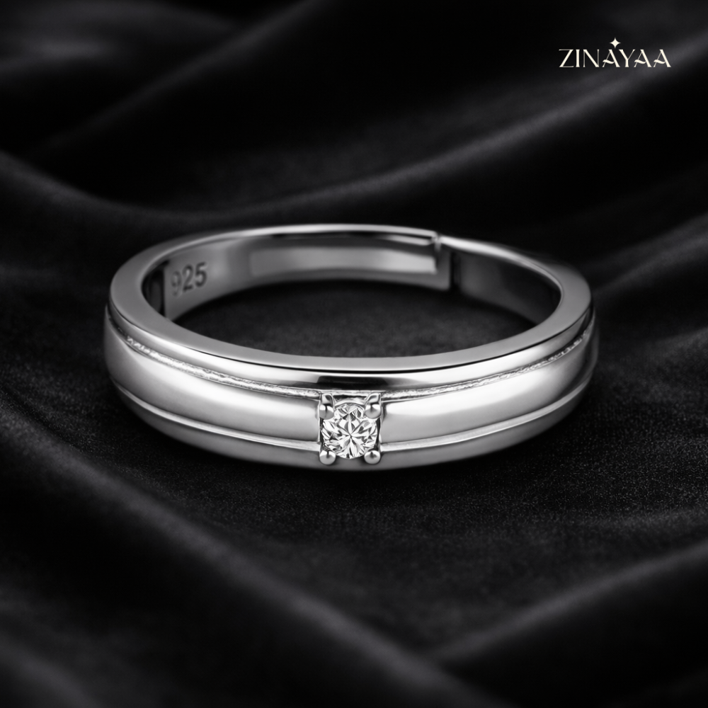 925 Sterling Silver Classic Solitaire Adjustable Ring