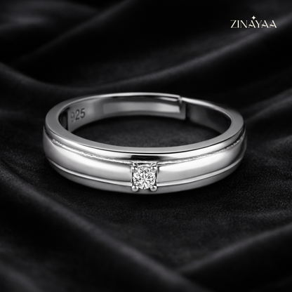 925 Sterling Silver Classic Solitaire Adjustable Ring