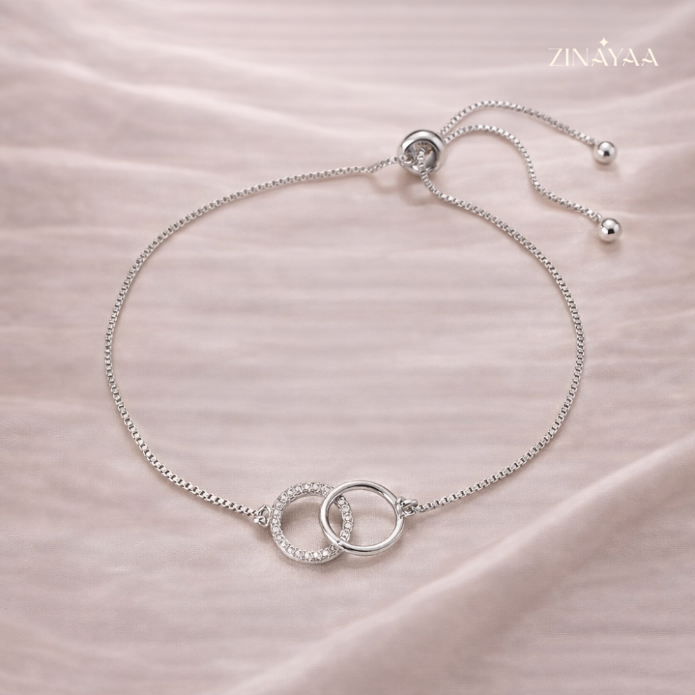92.5 Sterling Silver Elegant Link Circle Silver Bracelet