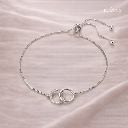 92.5 Sterling Silver Elegant Link Circle Silver Bracelet