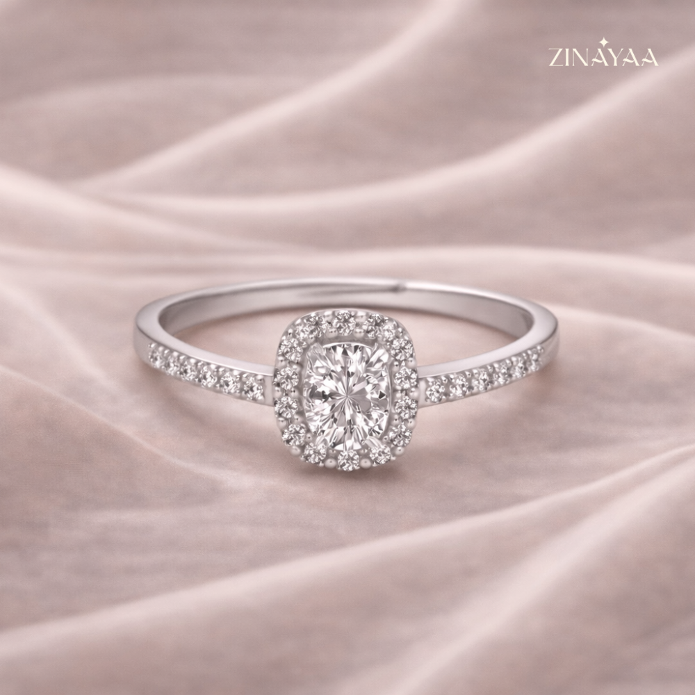 925 Sterling Silver Halo Spark Adjustable Ring