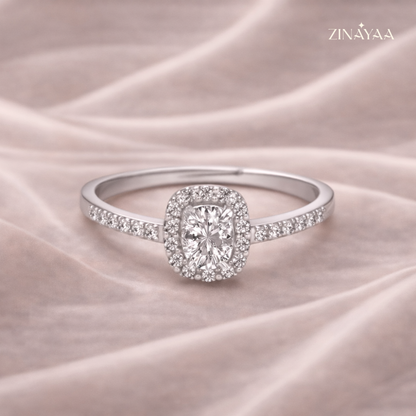 925 Sterling Silver Halo Spark Adjustable Ring
