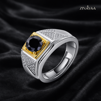 925 Sterling Silver Imperial Onyx Adjustable Ring for men