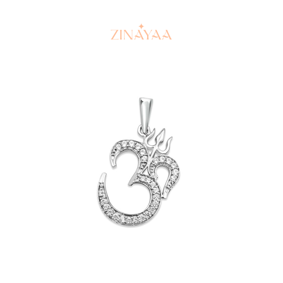 92.5 Sterling Silver Om Trishul Pendant Chain