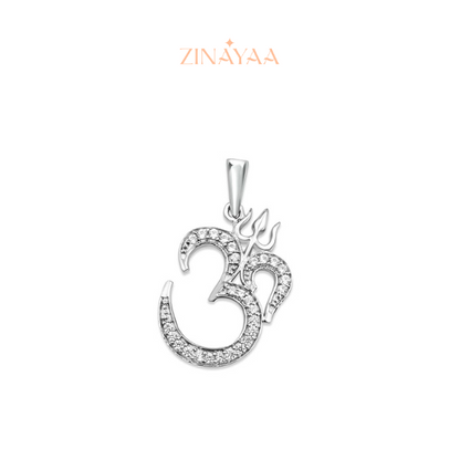 92.5 Sterling Silver Om Trishul Pendant Chain