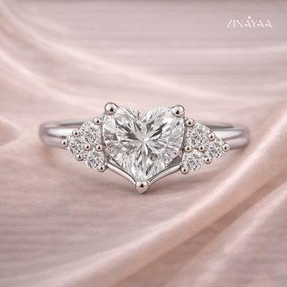 925 Sterling Silver Heart Crown Adjustable Ring