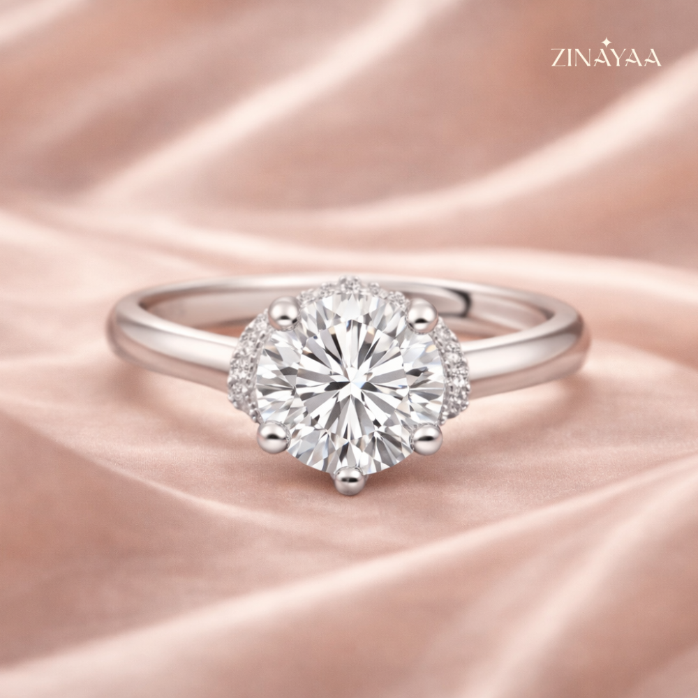 925 Sterling Silver Classic Solitaire Adjustable Ring