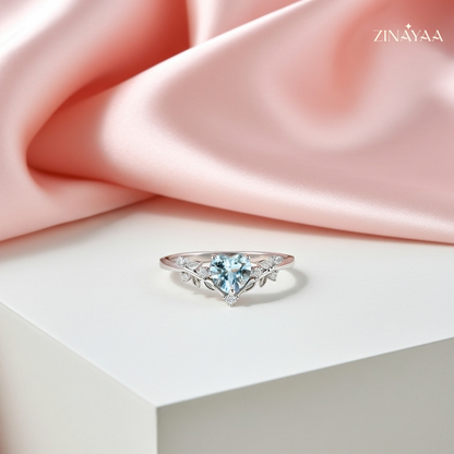 92.5 sterling silver Aqua Blossom Women’s adjustable Ring