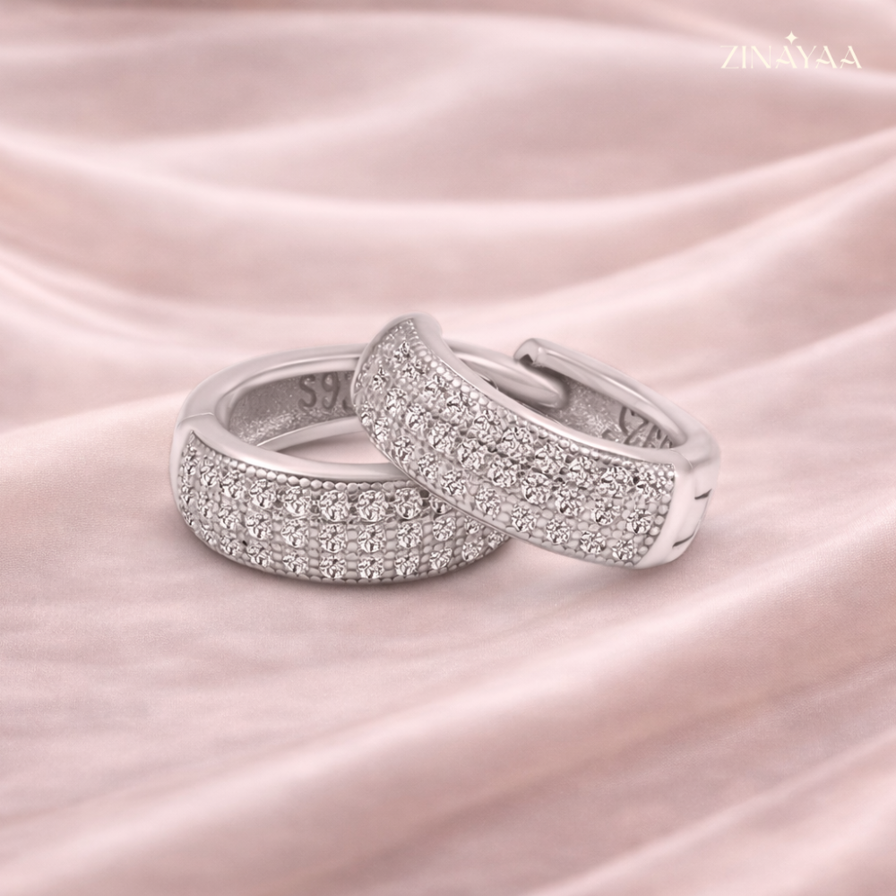 925 Sterling Silver Pavé Luxe Hoop Earrings