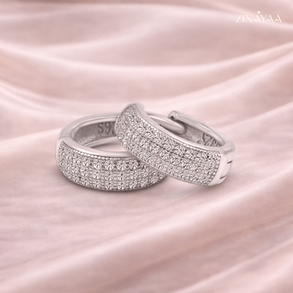 925 Sterling Silver Pavé Luxe Hoop Earrings