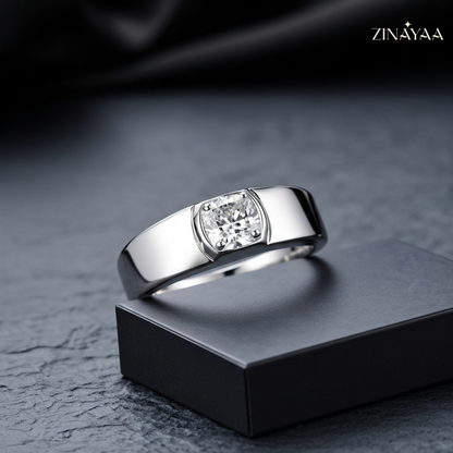 92.5 Sterling Silver Imperial Solitaire Men’s Adjustable Ring