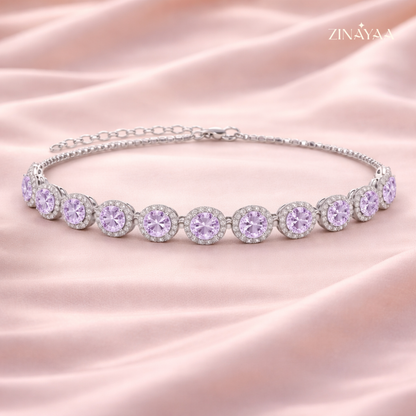 925 Sterling Silver Lavender Halo Bracelet