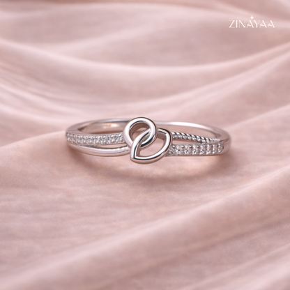 925 Sterling Silver Infinity Heart Adjustable Ring