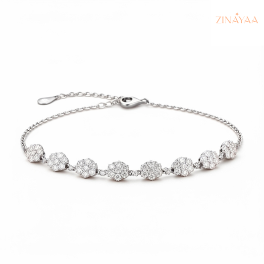 92.5 Sterling Silver Floral Diamond-Cut Bracelet