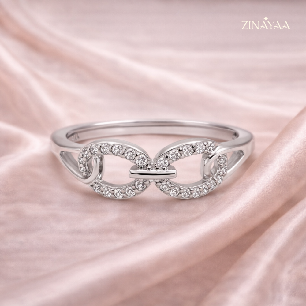 925 Sterling Silver Infinity Link Adjustable Ring
