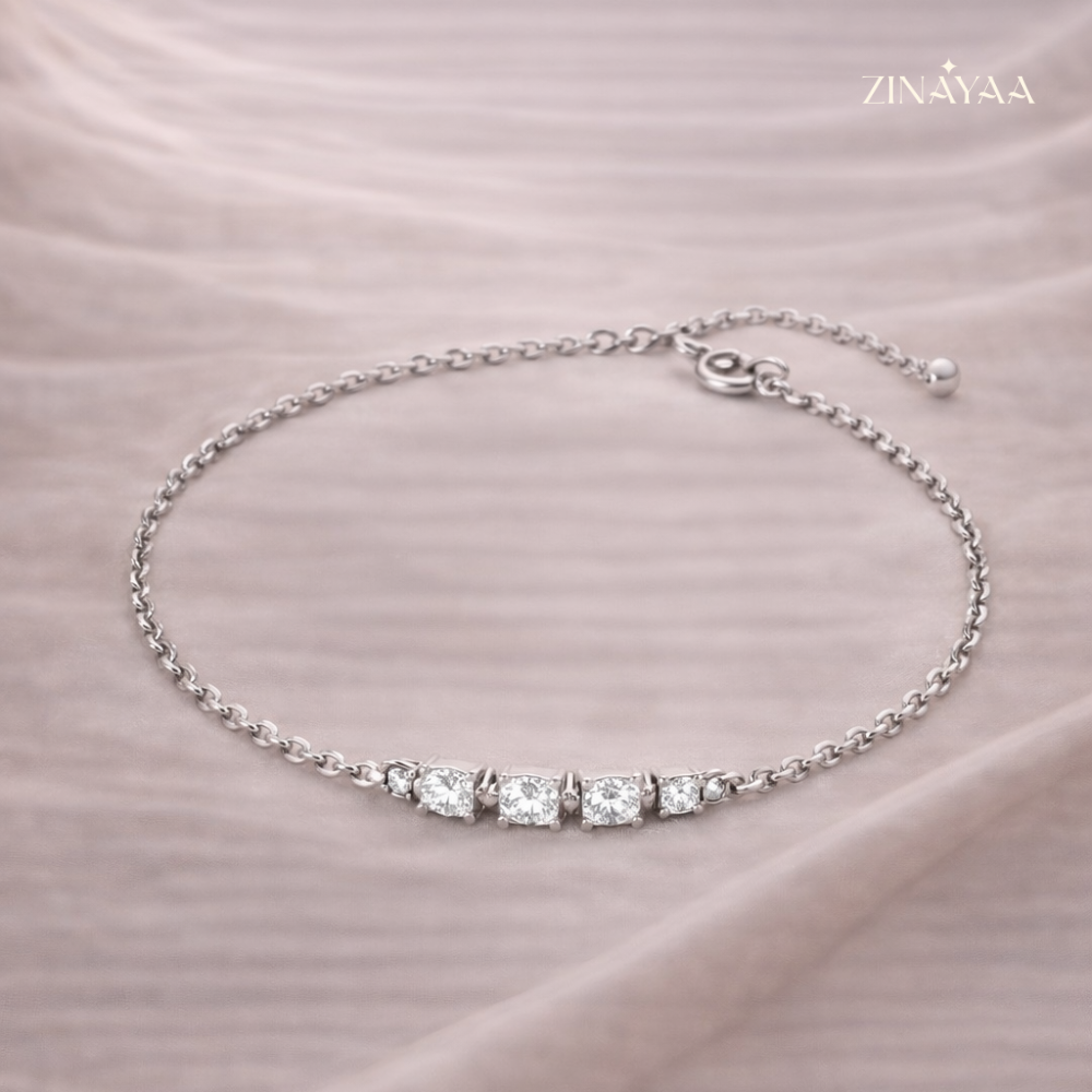 925 Sterling Silver Adjustable Diamond-Style Bracelet