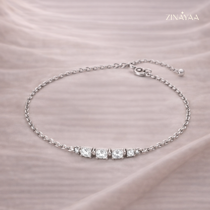 925 Sterling Silver Adjustable Diamond-Style Bracelet