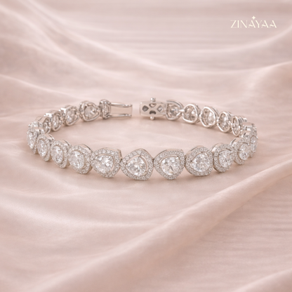 925 Sterling Silver Adjustable Heart Tennis Bracelet