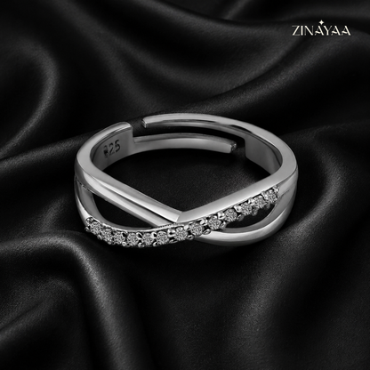 925 Sterling Silver Criss-Cross Men's Adjustable Ring