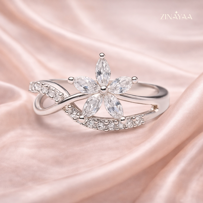 925 Sterling Silver Floral Grace Adjustable Ring