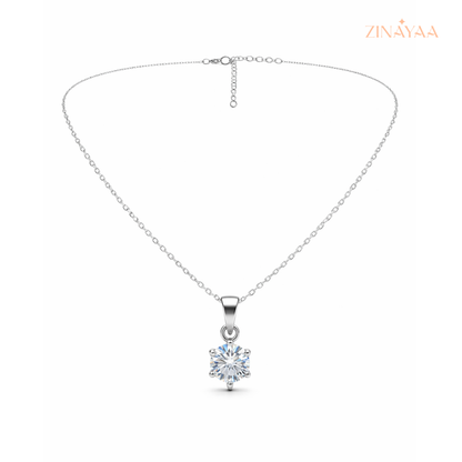 925 Sterling Silver Classic Solitaire Adjustable Pendant Necklace