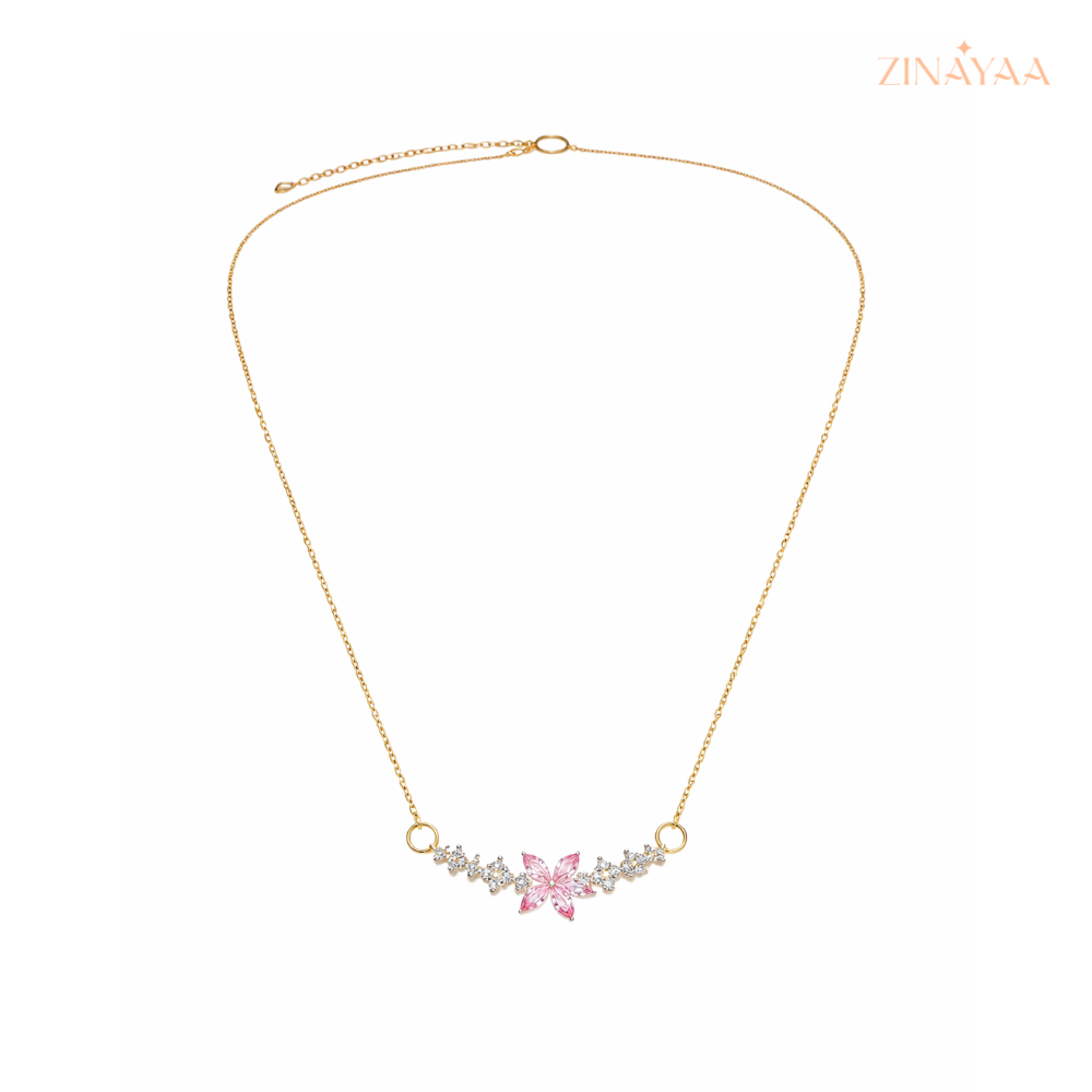 925 Sterling Silver Pink Blossom Necklace