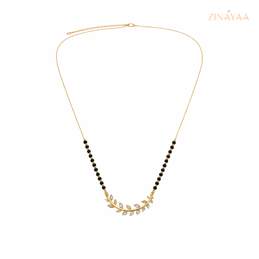 925 Sterling Silver Leaf Charm Mangalsutra Necklace