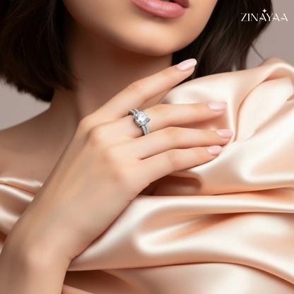 92.5 Sterling Silver Adjustable Solitaire Ring
