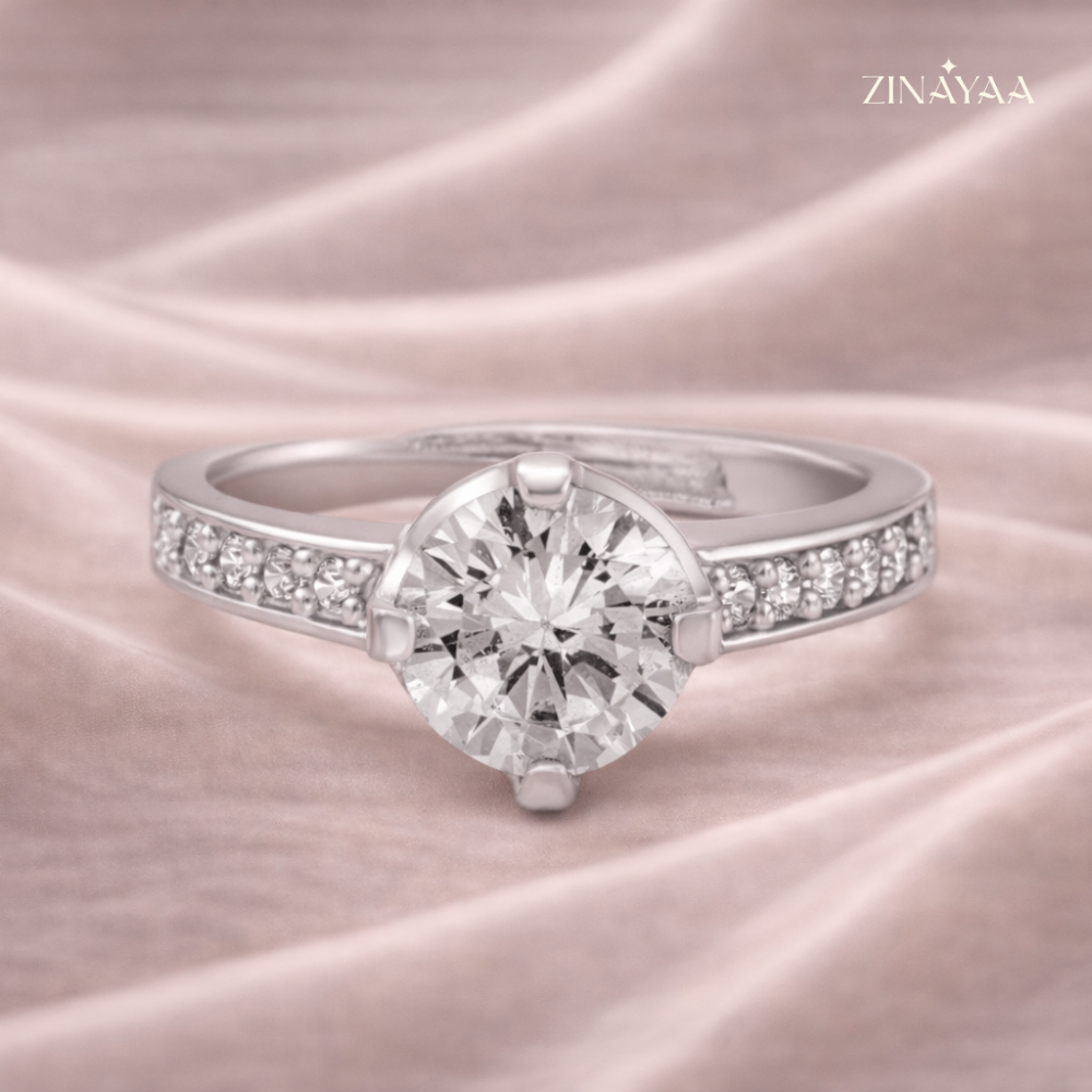 925 Sterling Silver Solitaire Spark Adjustable Ring
