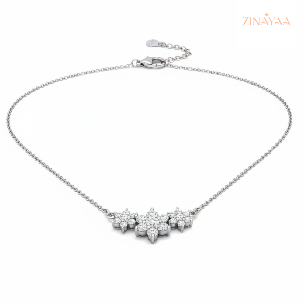 925 Sterling Silver Floral Sparkle Adjustable Necklace