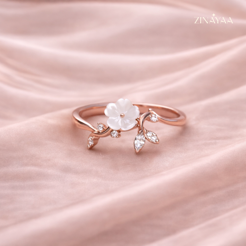 925 Sterling Silver in Rose Gold Blossom Adjustable Ring