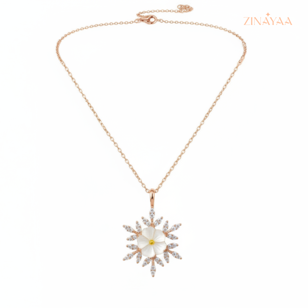 925 Sterling Silver Radiant Floral Adjustable Pendant Necklace