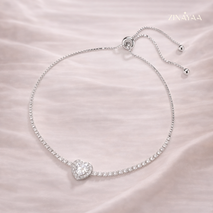 925 Sterling Silver Heart Elegance Adjustable Bracelet