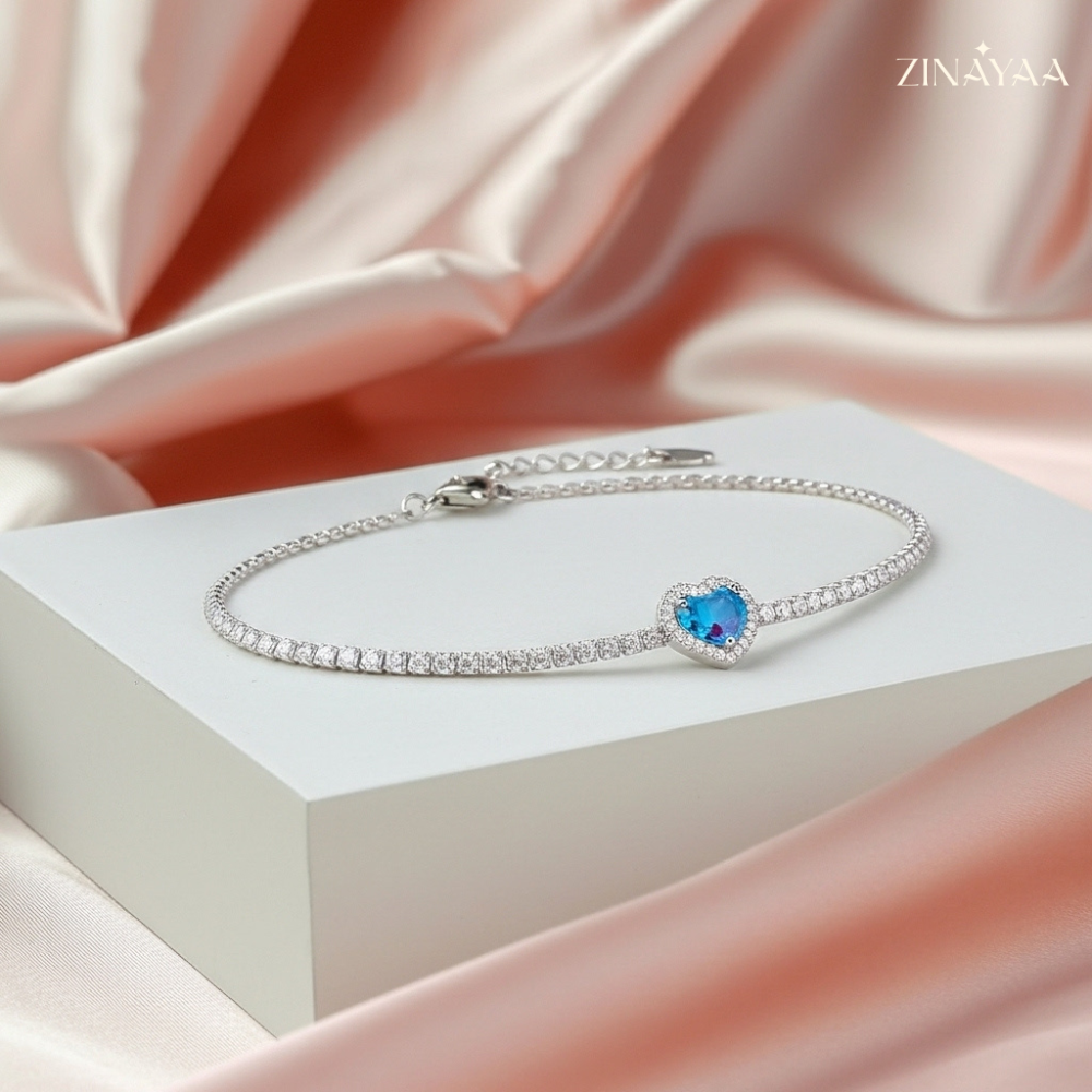 92.5  Sterling Silver Azure Heart Elegance Women’s Adjustable Bracelet