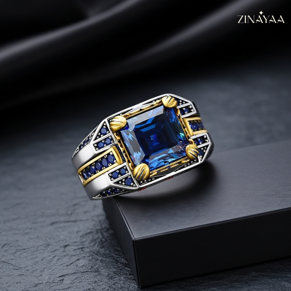 92.5 Sterling Silver Royal Midnight Men’s adjustable Ring