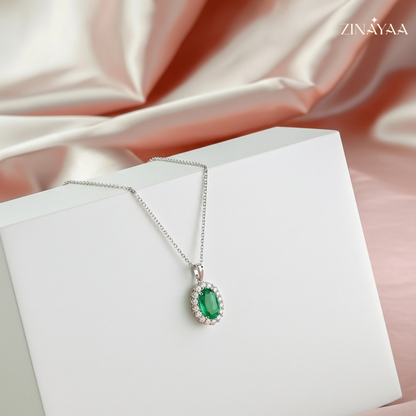 92.5 sterling silver Emerald Halo Grace Women’s Necklace