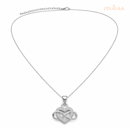 925 Sterling Silver Infinity Heart Pendant Necklace