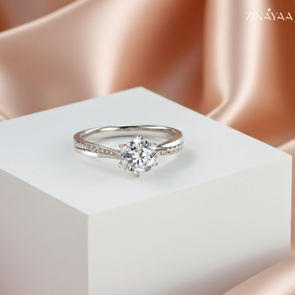 925 Sterling Silver Adjustable Solitaire Classic Ring for Women