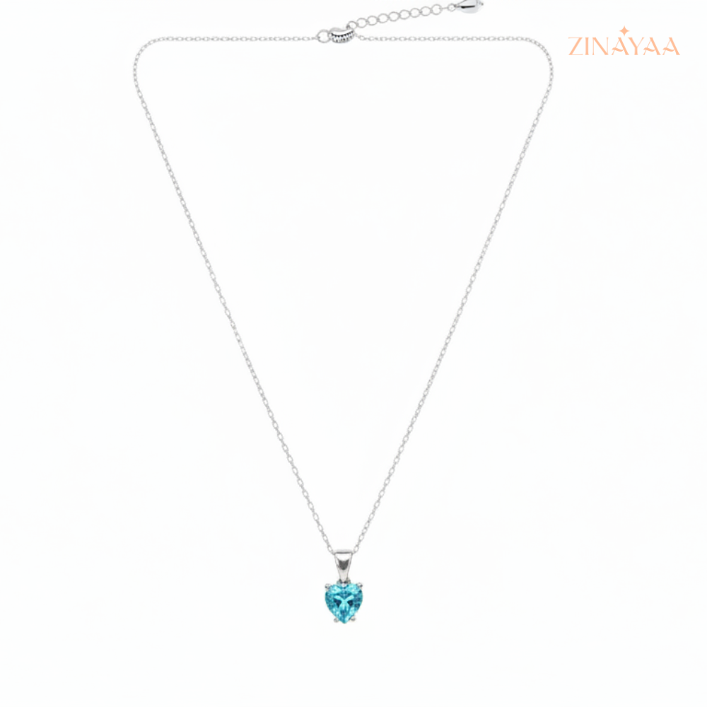 925 Sterling Silver Blue Heart Adjustable Necklace
