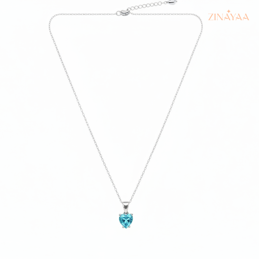 925 Sterling Silver Blue Heart Adjustable Necklace