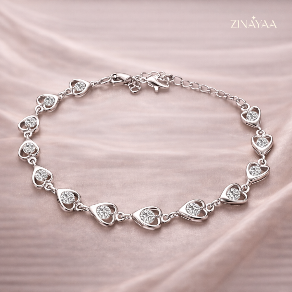 925 Sterling Silver Adjustable Heart Link Bracelet