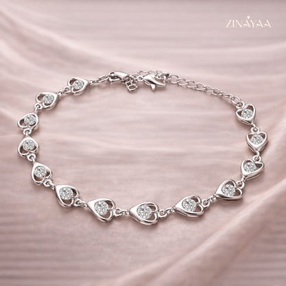 925 Sterling Silver Adjustable Heart Link Bracelet