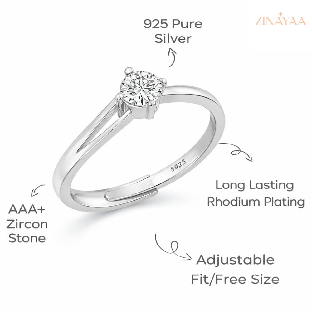 92.5 Sterling Silver Twisted Brilliance Solitaire Women’s Ring