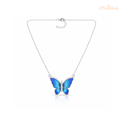 925 Sterling Silver Blue Butterfly Adjustable Necklace
