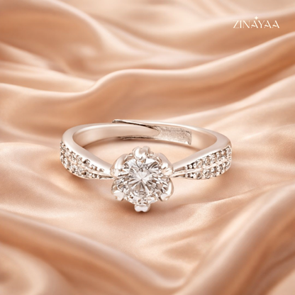 925 Sterling Silver Classic Solitaire Adjustable Ring