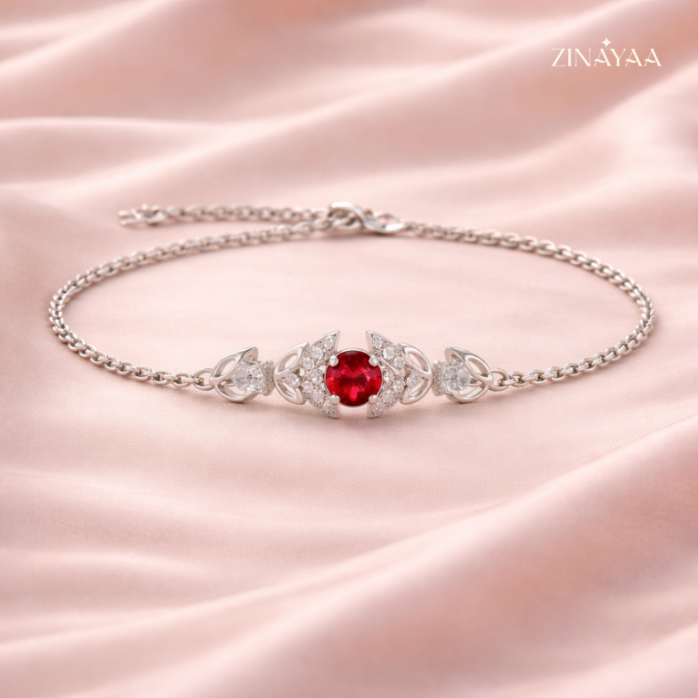 925 Sterling Silver Ruby Elegance Adjustable Bracelet